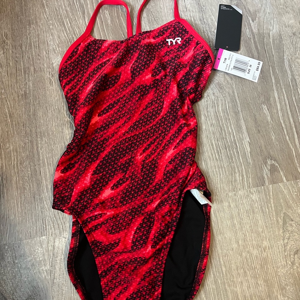 TYR Vibrant Red and Black Swimsuit